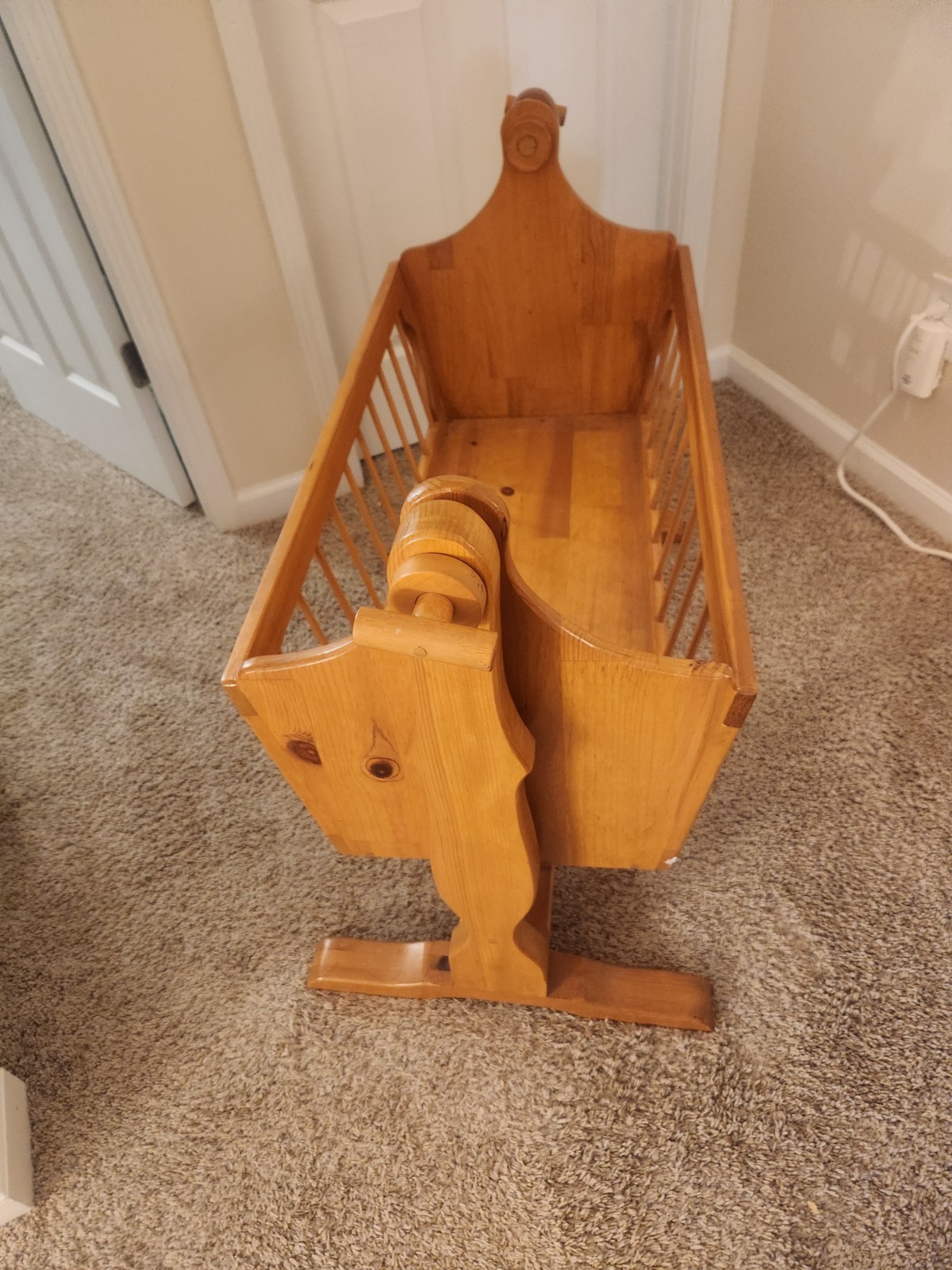 Handmade wooden baby cradle
