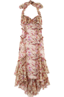 NWT $3790 zac posen siren floral silk chiffon halter neck dress sz6 | eBay