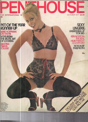Penthouse October 1977 Philip Roth Fiction Abbie Hoffman ''Inside the FBI'' Art.  