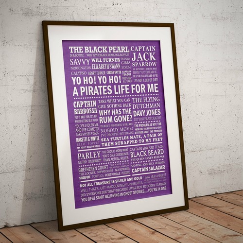 THE PIRATES OF THE CARIBBEAN Typography Print (available in 8 colours) - Picture 8 of 34