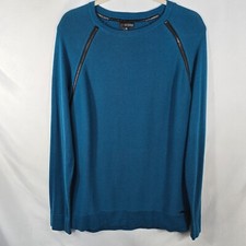 Guess Pullover Long Sweater Ribbed w/ Decorative Zippers Round Neck Size M M-3 