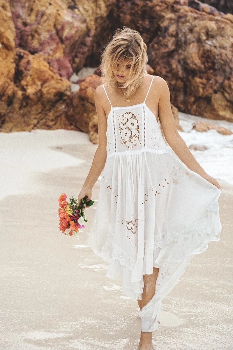 White gypsy style dress cheap