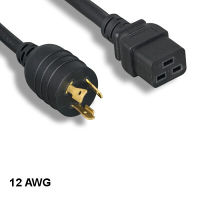 10x 12ft Black High Voltage Power Cord NEMA L5-20P/IEC60320 C19 12AWG 20A/125V