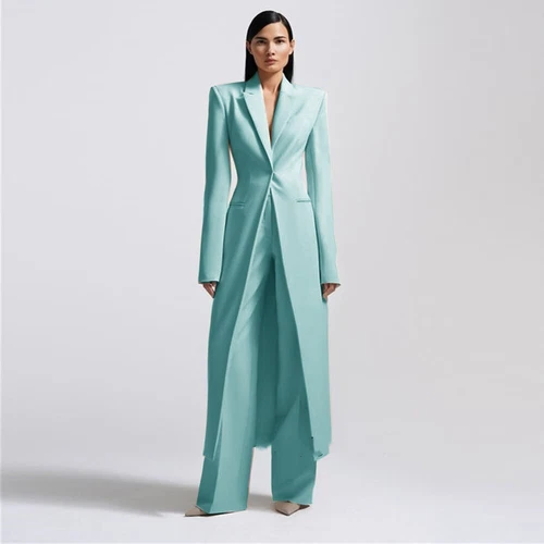 Women Long Jackets Suits Ladies Modern Fashion Prom Evening Party 2Pcs Outfits - Picture 9 of 19
