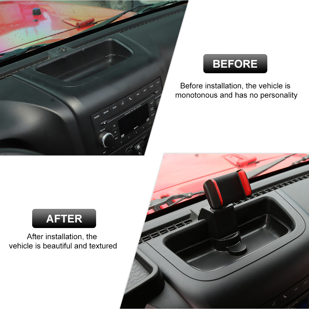 Multi-Mount Dash Phone Holder With Storage Tray For 2012-2018 Jeep Wrangler JK