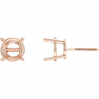 Round Basket Earring Setting 14K Gold Round Prong Setting For Stud Earrings - Pre-Notched & Threaded Basket Mount (1pc) White Gold Stud Earrings