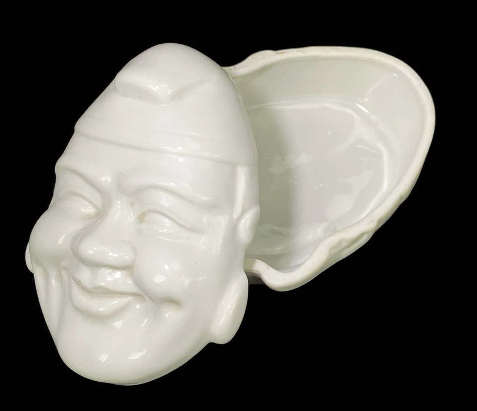 Máscara Arte Facial Baratija Feliz Paz Hombre Buda Asiático Porcelana Blanco 2 Piezas Foto 4 de 4