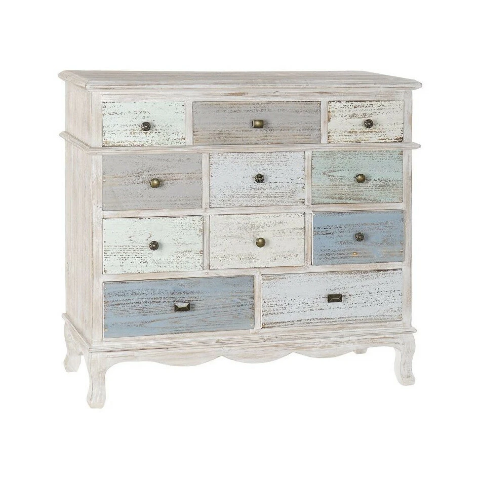 Cassettiera Retrò con Cassetti in Tessuto, Stile Boho con