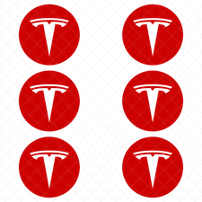 Set of 6 - Tesla Round Icon Vinyl Decals | Tesla Symbol Stickers