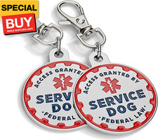 2 Pack Service Dog Tag Double Sided: Metal Pet ID Tags for Service Animals, Emot