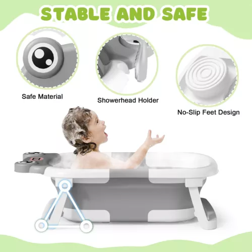 Foldable Infant Baby Bath Tub Collapsible Newborn Saftey Portable Shower Bathtub - Picture 6 of 19