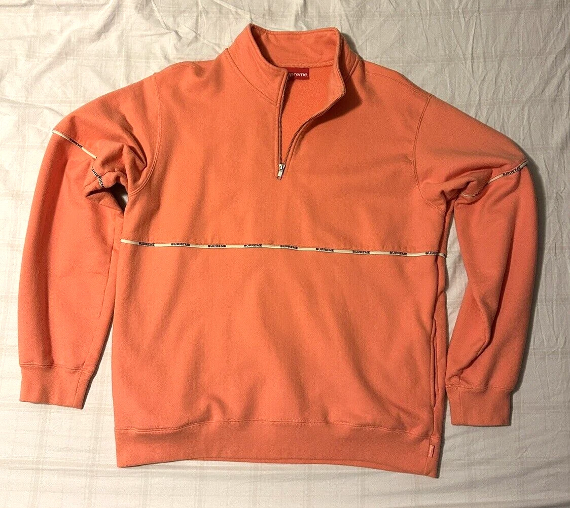 Sweat shirt demi zippé Supreme Logo Piping (taille grande) Coral SS18
