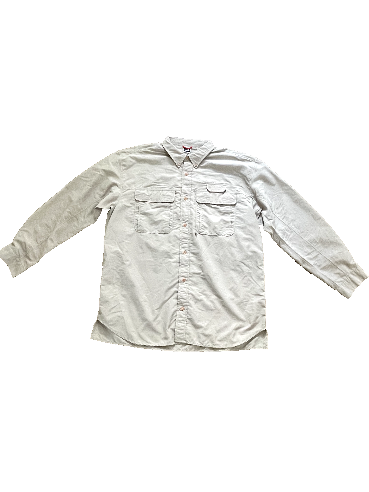 The North Face Men's XL Khaki Vented Fishing Hiking Shirt with Roll Tab Sleeves