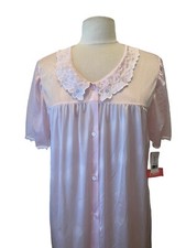 Vintage medium CAROLE housecoat nightgown pink made in USA Robe pocket