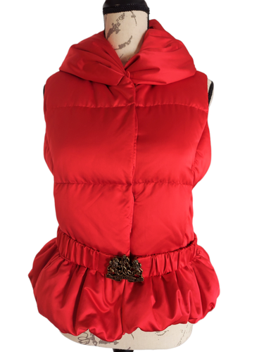 Full Zip Belted Down Puffer Vest Size 