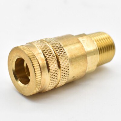 Interstate Pneumatics CH461B 1/4'' Industrial Brass Coupler x 3/8'' Male NPT