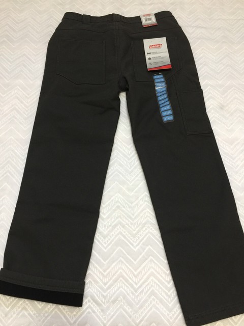 Mens Coleman Fleece Lined Carpenter Work Pants Raven Gray 32 x 30 Stretch NEW | eBay