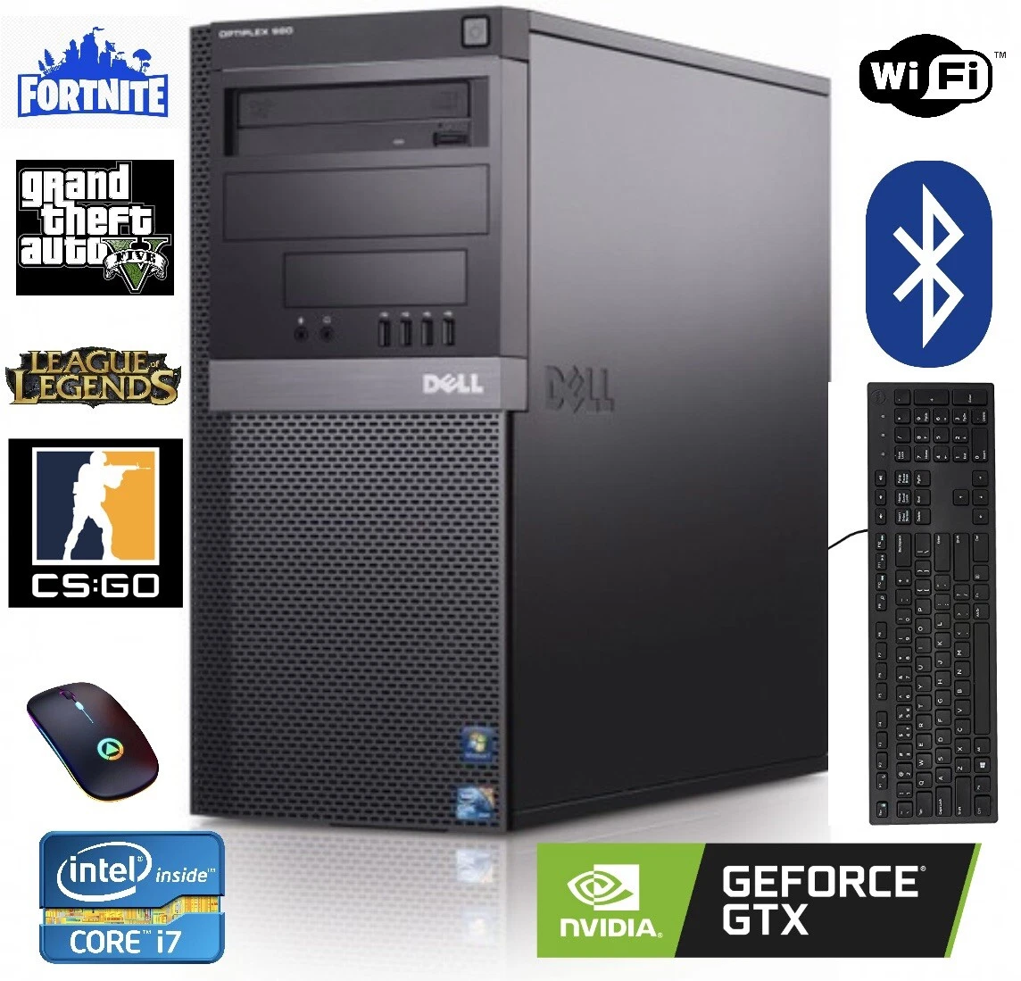 Dell Optiplex Gaming PC i7-870 @2.93 GHz 16GB RAM GTX 960 500 GB