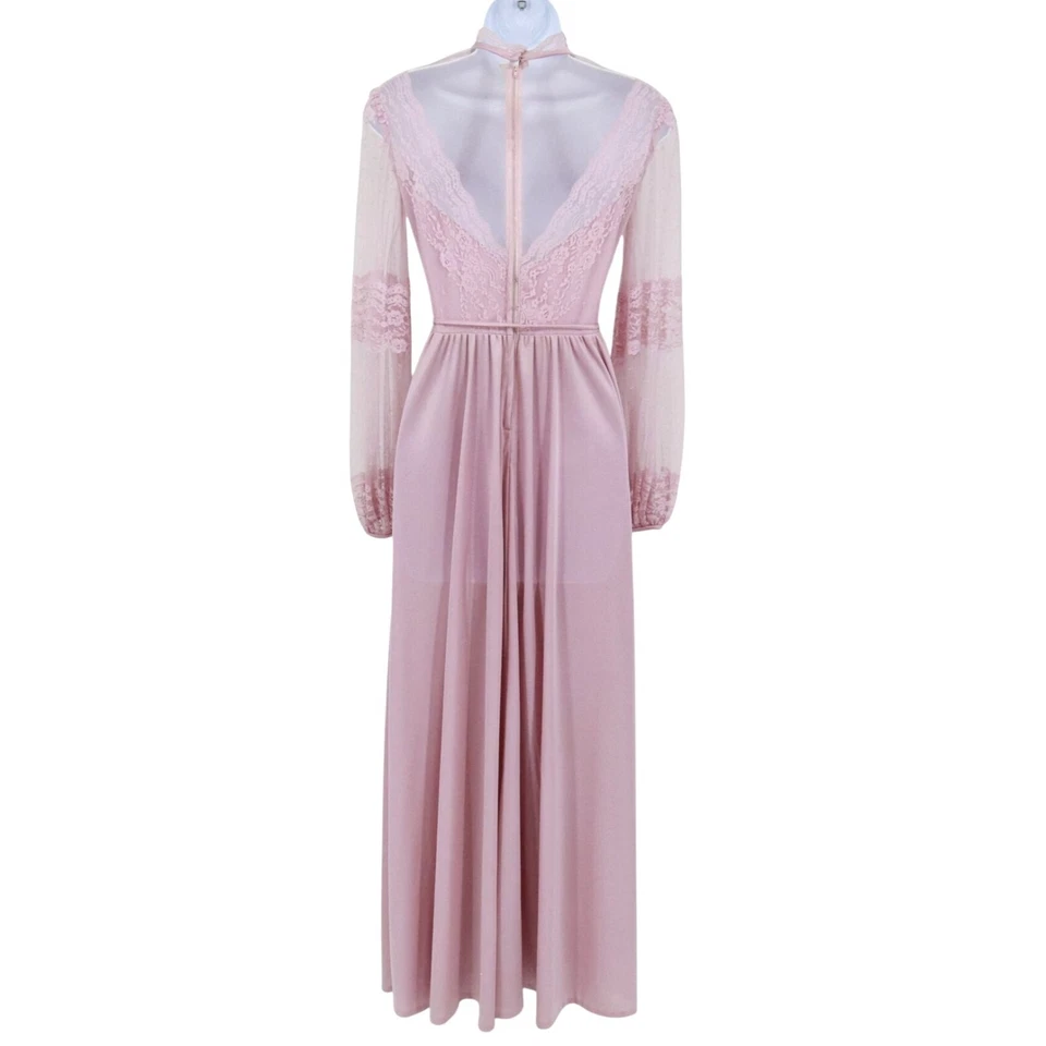 Maxi Vestido Vintage Encaje Mujer 8 Rosa Bridgerton Princesscore Victoriano Fairycore Foto 3 de 4