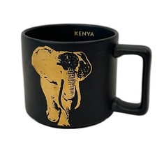 Starbucks Kenya 2016 Black Matte Mug Gold Elephant Coffee Cup Collectible