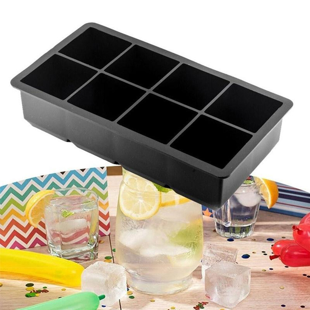 2 x 8 Ice Maker Large Cube Square Tray Molds Whiskey Ball Cocktails Silicone Big