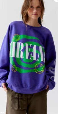 Urban Outfitters Nirvana Helix Smile Oversize Crew Neck Sweatshirt