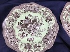 SPODE ARCHIVE COLLECTION BLUE ROSE fancy square PLATES mint brown NEW set of 2! — photo 2