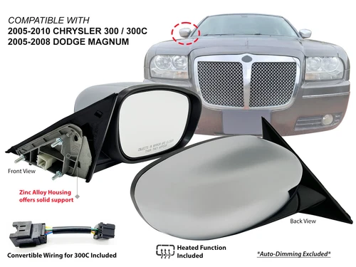 For Door Mirror 2005 - 2010 CHRYSLER 300 300C 2005 - 2008 MAGNUM Passenger Side
