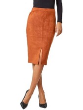 Suede Skirt Leather Size Vintage Lined Western Women Long Pencil Maxi Midi Tan 1