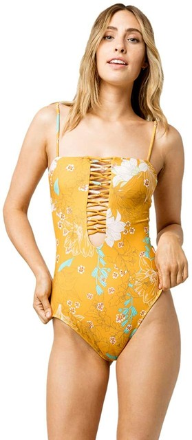 O Neill Womens Swimwear Yellow Gold Size Xs Floral Riviera One Piece 639 For Sale Online Ebay