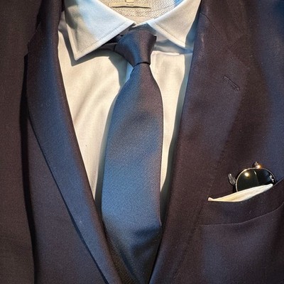 New BOSS by Hugo Boss Slim Navy Blue Tie 100% Silk - Made in Italy