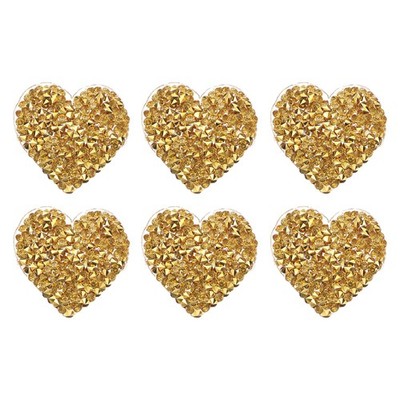6Pcs Heart Iron on Patches 3.5cm Sew on Patches for DIY Crafts Gold