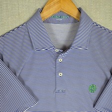 B DRADDY SPORT x SUNSET RIDGE CC Mens Sz Large Polo Shirt Blue White Made in USA