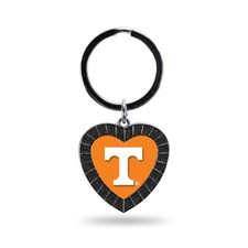 Team Color Rhinestone Heart Keychain Durable Metal Split Ring 3 Inches Long