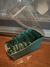 Vintage Fellows 3.5" Floppy Disk Storage Box Green File Case Holder with 2 Keys