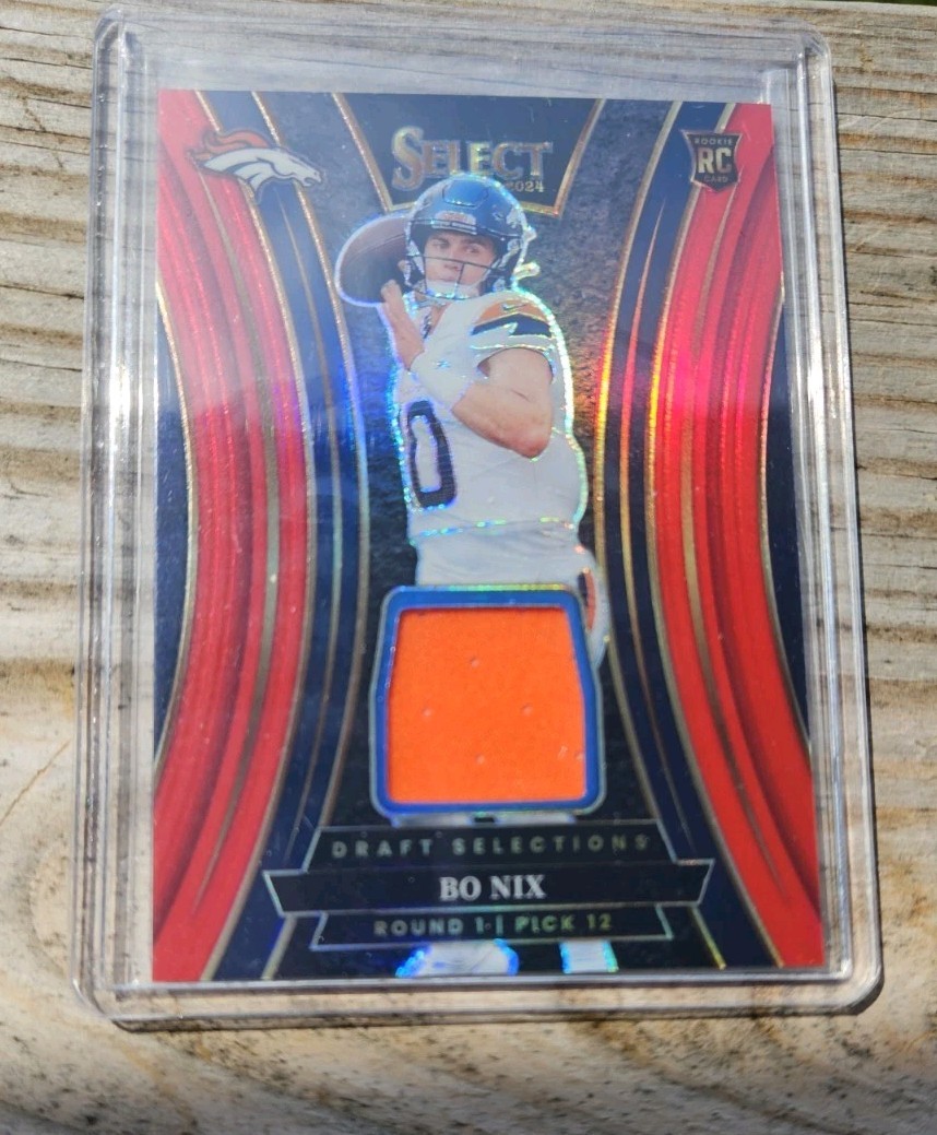 2024 Panini Select - Draft Selections Memorabilia Bo Nix Red Prizm (MEM, RC)