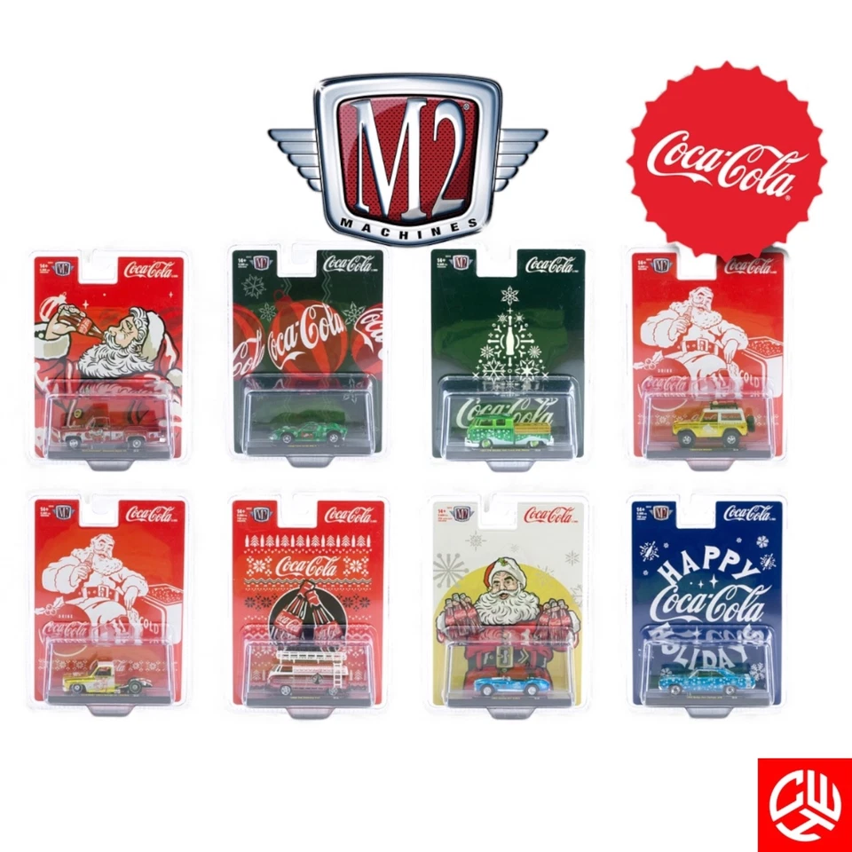 2025 M2 Machines x Coca-Cola Holiday Set Completo 8 Coches Exhibición Oficial Minorista Foto 2 de 4