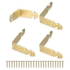 4Pcs Vintage Brass Hot Print Decorative Corners 2x0.8 Inch