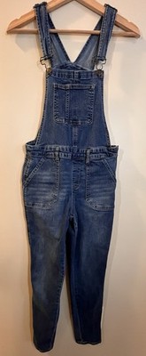 No Boundaries Denim Jean Overalls Darker Wash Side Zip Girls Size Medium 7-9