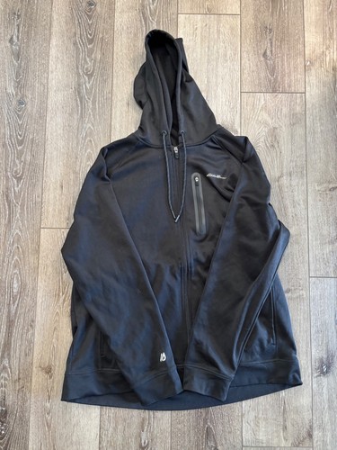 Eddie Bauer FreeDry Hoodie Jacket Mens Size XL Black Full Zip Pockets Logo