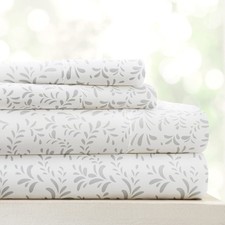 Linen Market 4 Piece King Size Sheets Gray Vines - Sleep Better Than Ever