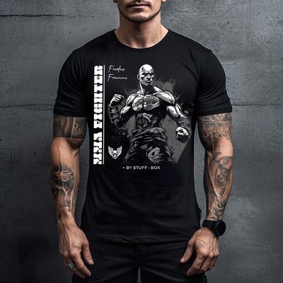 Stuff-Box MMA Fighter Shirt in Schwarz für Männer - Zeige deine Stärke im Ring