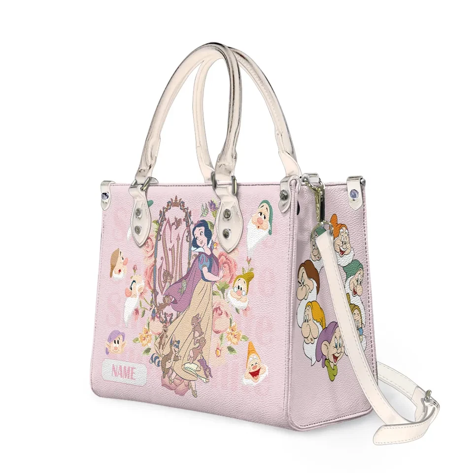 Personalized Snow White Leather Handbag, Disney Leather Handbag