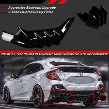 For 17-21 Civic Hatchback MU Style White Black Rear Diffuser Side Corner Garnish