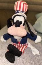 Disney Store 10.5” Goofy Plush Uncle Sam Bean Bag Doll Toy Fourth Of July 4th