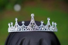 Ice Queen Silver Crystal Tiara Bridal spiky Crown Birthday Wedding Gift Diadem