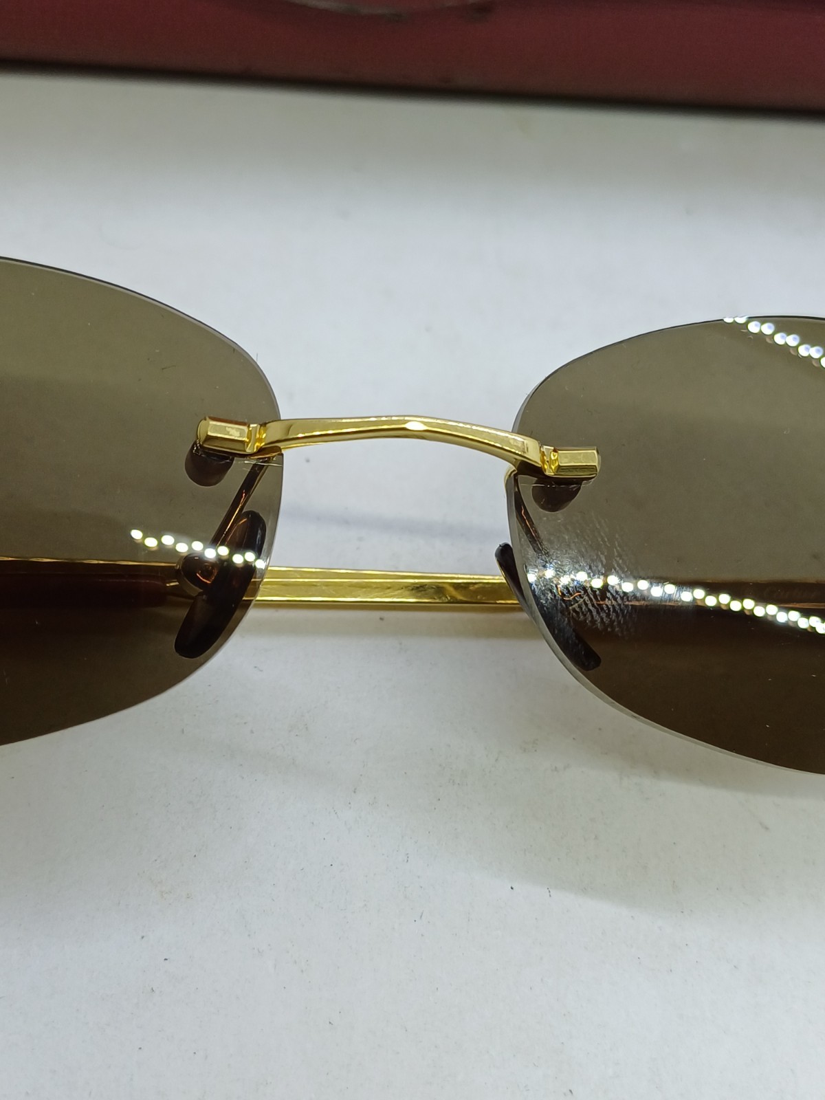 VINTAG LUXURY CARTIER CT00920 C DECOR RIMLESS EYE-SUNGLASSES GOLD P. OVAL FRANCE image 4