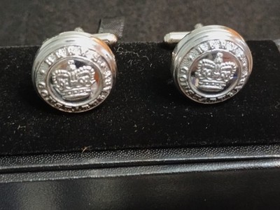 Queen's Crown Berkshire Police Tunic Button Cufflinks. Handmade In UK.
