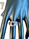 925 Sterling Silver Vintage Ring Fire Opal Inlay Amethyst CZ Band  Sz 8 GIFT