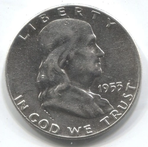 1953- FRANKLIN HALF DOLLAR-90% SILVER- LOT # 325-GOOD DATE LOW MINTAGE